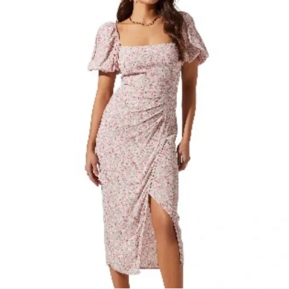 Astr Pink Floral Midi Dress